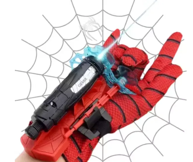 Spider Web Shooters Toy Hero Launcher Wrist Toy Set Spiderman Web Shooters with Gadget,Birthday Gift for Kid, Sticky Wall Soft Bomb Funny Children's Educational Toy (Pack of 1), Red